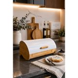 NEWNOW BreadMaster Premium Bambu Ekmek Kutusu Metal Kapaklı – Mutfak Tezgah Üstü Ekmek Saklama ve Düzenleme Kutusu