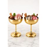 NEWNOW Milano Gold Paslanmaz Çelik Dondurma Kasesi 2’li Sunum Kupası Ayaklı Tatlı Kasesi 10 cm