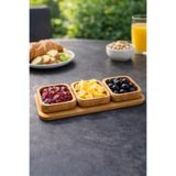 NEWNOW SnackSet Bambu 3’lü Standlı Çerezlik Seti |Kuruyemiş Sunum Kabı | Şık Servis ve İkramlık Kare