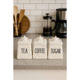 NEWNOW StarWhite Porselen Kavanoz Seti – Tea Coffee Sugar Düzenleme Kavanozları | Mutfak Saklama Kabı