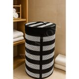 NEWNOW StripeWoven Premium Büyük Boy Hasır Desen Çamaşır Sepeti – Kapaklı ve Dayanıklı Tasarım