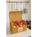 NEWNOW Vintage Örme İkili Hasır Sepet – Kırmızı Ekose Astarlı, Çok Amaçlı Meyve & Ekmek Kutusu