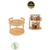 NEWNOW Yeni Nesil Bambu 360 Dönen Kenarlı Baharatlık Standı, Bambu Döner Stand
