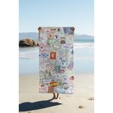 NEWORA Plaj Havlusu 160 x 80 cm (±5 Cm) Posta Pulu Desenli Banyo, Sauna, Spor ve Seyahat Havlusu - Renkli - 80 x 160 cm