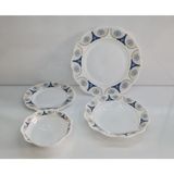 Newore Opal 24 Parça 6 Kişilik Mavi Sarı Çizgi Desen Yemek Takımı