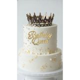 NEWPARİ Pasta Önü Yazısı Birthday Queen Gold Pleksi Yazı-Doğum Günü Süsü