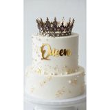 NEWPARİ Pasta Önü Yazısı Queen Gold Pleksi Yazı-Doğum Günü Süsü