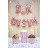 NEWPARİ Pembe İlk Dişim Temalı Cupcake & Muffin Kek Kalıbı Fırında Dağılmaz (25'li adet)