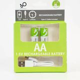 Newpower Usb Şarjlı 2'Li Paket Aa Lityum Iyon Pil, Batarya 1,5 V 2600 Mah Şarj Edilebilir Kalem Pil, Aa Pil, 1 Saat Hızlı Şarj, 1200 Döngü, Tip C Şarj Kablosu, Aşırı Şarj Koruması,