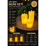 Newstore Home 3'lü Beyaz LED Mum Pilli Erimiş Görünümlü Plastik Fener Tasarımı
