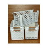 NEWSTORE HOME 5 Adet Çok Amaçlı PLASTİK Tutacaklı Organizer Sepet -Dolap Içi & Çekmece Düzenleyici Sepet - Beyaz