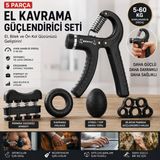 NEWSTORE HOME 5 Parça Ayarlanabilir El Kavrama Güçlendirici Seti 5-60 KG El Yayı Parmak Egzersiz Aparatı Bilek ve Ön Kol Güçlendirme Seti