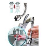 NEWSTORE HOME Turbo Flex Plastik Hortumlu Esnek Ayarlanabilir Musluk Başlığı 2 Aşamalı