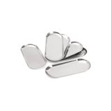 NEWTREND Züccaciye (23 CM) 6'lı Büyük Kayık Oval Gümüş Paslanmaz Çelik Çerezlik Mezelik Sosluk Çelik Tabak
