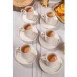 NEWTREND Züccaciye 6 Kişilik Beyaz Porselen Fincan Seti 12 Parça Türk Kahvesi Takımı Kahve Fincanı 100ml