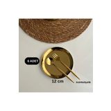 NEWTREND Züccaciye 6'Lı 12 Cm Gold Yuvarlak paslanmaz çelik Makaronluk Lokumluk,şekerlik,kahve,ikramlık, pasta, Sunum
