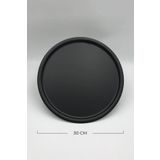 NEWTREND Züccaciye Metal Yuvarlak Çay, kahve, pasta Servis Tepsisi Dekoratif sunum Tepsisi Mat Siyah 30 Cm