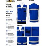 Newwork 16/12 Yazlık Kumaş Mavi Mühendis Yeleği - XL