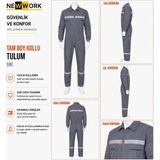 Newwork 16/12 Yazlık Tam Boy Iş Tulumu - Gri - S