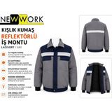 Newwork 7/7 Gri-Lacivert Kapitoneli Çift Renk Reflektörlü Iş Montu - S