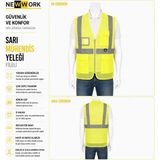 Newwork Fileli Mühendis Ikaz Yeleği Sarı - 2XL