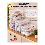 Nex10 10’lu Şeffaf Kadın Ayakkabı Saklama Kutusu – Hava Delikli, Istiflenebilir Organizer