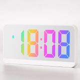 Nexarin Modern Dijital Saat - Dinamik RGB Ekran, 12/24H Formatı, Büyük Rakamlar, Modaya Uygun Yaşam Alanları ve İş İstasyonları için Sessiz Çalışma (Beyaz Kasa, Ayna Önü, Gradyan)