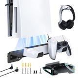 NexiGo Playstation 5 (Disk ve Dijital) için Duvar Montaj Seti, Çift Kontrolör, Sağlam Çelik Duvar Standı Tutucu Montajı, Kulaklık Askılı Montaj, PS5 Konsolunuzu TV'nin Yakına veya Arkasına Ayarlayın