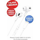 Nexiva Iphone 6/7/8/x/xr/xs/se/11/12/13/14/pro/ve Pro Max Ile Uyumlu Slikonlu Lightning Kablolu Kulaklık 1 Alana 1 Bedava - Beyaz
