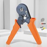 Nexo Profesyonel YAC-8 (0,25-6mm²) Dörtgen Yüksük Sıkma Kablo Sıkma Pensesi, Otomatik Tel Sıyırma, Turuncu-Gri, Metal Gövde