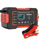 NEXPEAK Araç aküsü şarj cihazı, 12 V 6 A akıllı akü şarj cihazı, otomotiv, 12 V, 24 V, akü tutucu, sıcaklık dengelemeli desülfatör, otomobil, kamyon, motosiklet, çim biçme makinesi, denizcilik, kurşun-asit