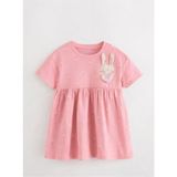 Next Baby Pamuklu Pembe Tavşan Desenli Elbise - Çok Renkli