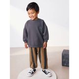 Next Baby Pamuklu Siyah Kahverengi Sweatshirt ve Çizgili Pantolon Alt Üst Takım - Çok Renkli