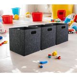Next Craft Çok Amaçlı Keçe Kutu 3 Adet Organizer Dolap Içi Düzenleyici Organizer 3mm Keçe 32 x 32 x 32 cm - Gri