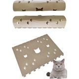 Next Craft Kedi Tüneli Oyuncağı 1. Kalite 3mm Keçeden Geçmeli 9 Renk Seçenekli 98 cm Kedi ve Pati Figürlü - Açık Kahve