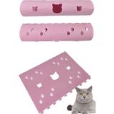 Next Craft Kedi Tüneli Oyuncağı 1. Kalite 3mm Keçeden Geçmeli 9 Renk Seçenekli 98 cm Kedi ve Pati Figürlü - Pembe