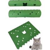Next Craft Kedi Tüneli Oyuncağı 1. Kalite 3mm Keçeden Geçmeli 9 Renk Seçenekli 98 cm Kedi ve Pati Figürlü - Yeşil