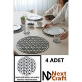Next Craft Supla Amerikan Servis Keçe Yuvarlak 34 cm Tabak Tava Tencere Altlığı Sofra Servis Sunum Yanmaz 4 Adet - Gri - 34 x 34 cm