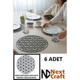 Next Craft Supla Amerikan Servis Keçe Yuvarlak 34 cm Tabak Tava Tencere Altlığı Sofra Servis Sunum Yanmaz 6 Adet - Gri - 34 x 34 cm