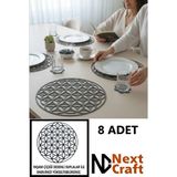 Next Craft Supla Amerikan Servis Keçe Yuvarlak 34 cm Tabak Tava Tencere Altlığı Sofra Servis Sunum Yanmaz 8 Adet - Gri - 34 x 34 cm