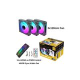 Next Gaming NG-A120B 3 Adet 120mm Kasa Fan 11X ARGB PWM Slot Kontrolcü ve Kumanda Siyah