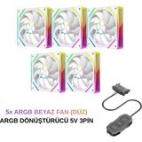 Next Gaming NG-D120W 5x Argb Pwm 120MM Kasa Fanı Beyaz
