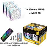 Next Gaming NG-O120W 3 Adet 120MM Argb Fan 11X Argb Pwm Slot Kontrolcü ve Kumanda Beyaz
