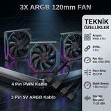 Next Gaming NG-O120WHITE 120MM Kasa Fanı - 3 Adet - Siyah