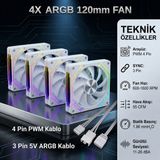 Next Gaming NG-O120WHITE 120MM Kasa Fanı - 4 Adet - Beyaz