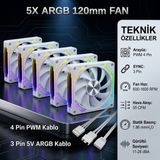 Next Gaming NG-O120WHITE 120MM Kasa Fanı - 5 Adet - Beyaz