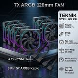 Next Gaming NG-O120WHITE 120MM Kasa Fanı - 7 Adet - Siyah