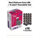 NEXT NEXTSTAR 8'li LNB Full HD 4 Çıkışlı Universal LNB + 16 Adet F Konnektör Uydu Seti - Çanak Anten Malzemeleri