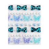 Next Plus Mavi Kelebek Fiyonk Yüz ve Vücut Taşı Sticker Çıkartma Etiket 3D Gem