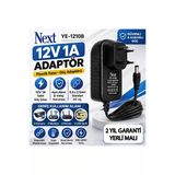 Next Ye-1210B 12V 1A Adaptör Plastik Kasa |Dc Uçlu Güç Adaptörü Kamera Modem Router Uyumlu